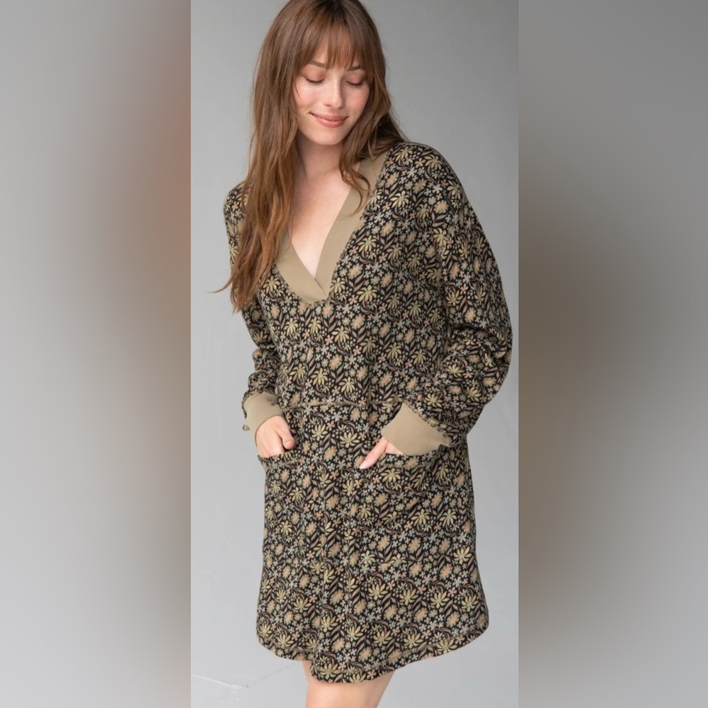 Natural Life Dress Women L Floral 100% Cotton Charlie Boho Colorful Retro Boho